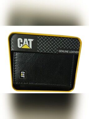 CAT Genuine Leather Black Bifold Wallet New In Box